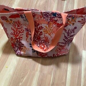 Vera Bradley Shore Thing Family Beach Tote XL Coral Reef Print Drawstring